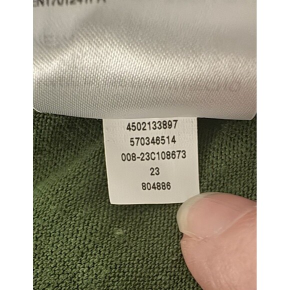 Chicos Linen Top Size M Green Ruffle Flutter Sleeve Relaxed Fringe Preppy Forest - Picture 16 of 16